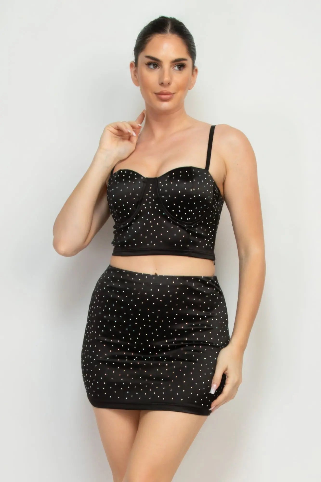 Sweetheart Bustier Rhinestones Crop Top Taylor Rouge
