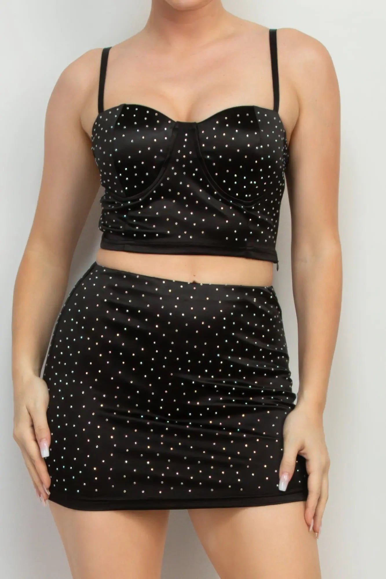 Sweetheart Bustier Rhinestones Crop Top Taylor Rouge