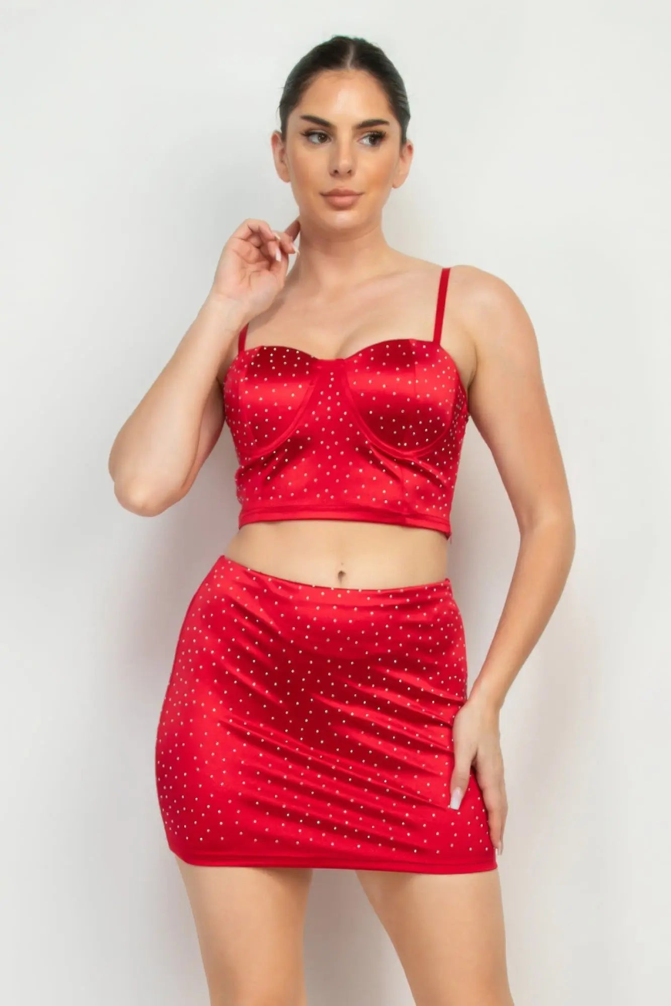 Sweetheart Bustier Rhinestones Crop Top Taylor Rouge