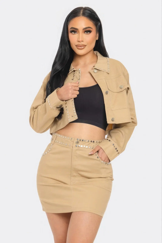 Baddie Basic cropped shirt set Taylor Rouge