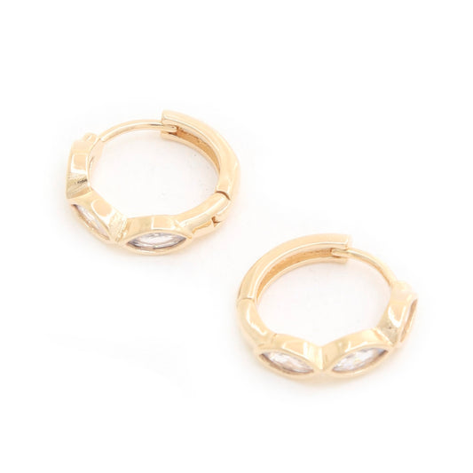 Marquise Cz 14k Gold Dipped Huggie Earring - Taylor Rouge