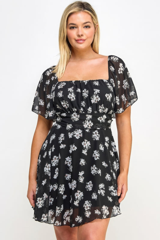 Plus Size Floral Chiffon Dress - Taylor Rouge