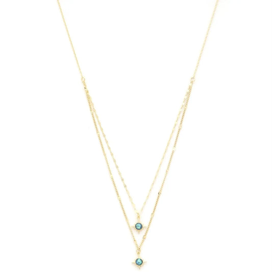 Double Star Crystal Layered Necklace Taylor Rouge