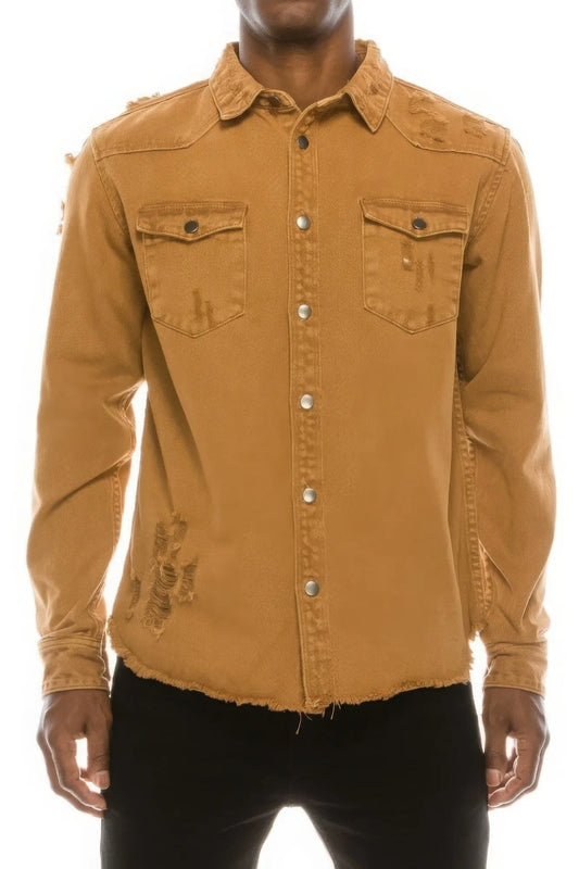 Men's Ripped Denim Overshirt Taylor Rouge