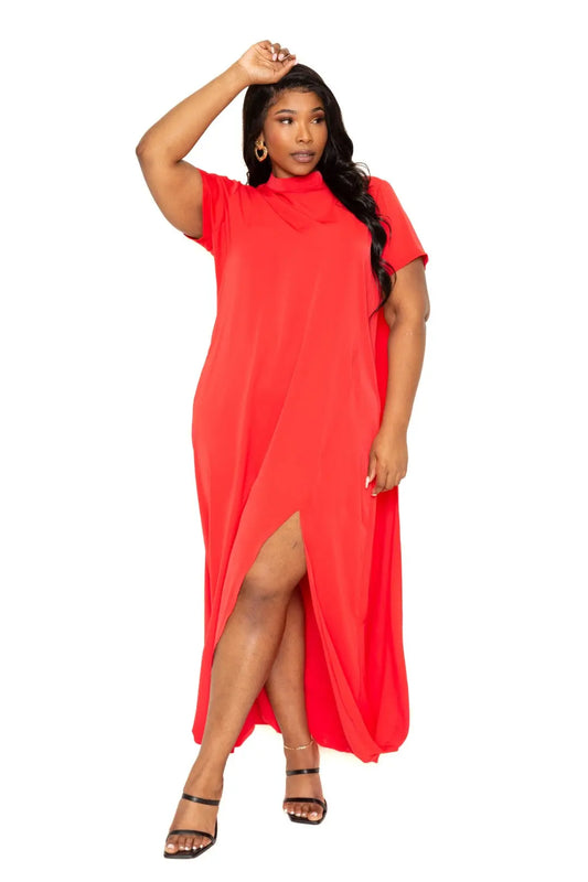 Mock neck back cape dress Taylor Rouge