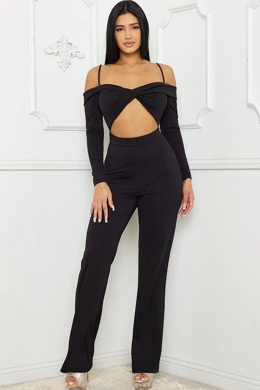 Open Shoulder Cutout Detail Jumpsuit Taylor Rouge