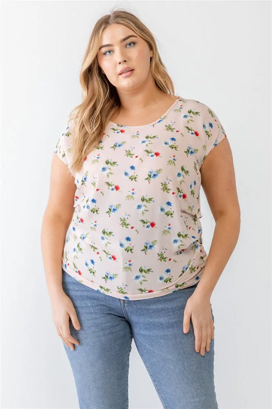 Plus Flower Print Ruched Top Taylor Rouge