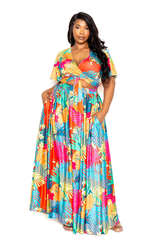 Tropical floral maxi skirt & top set Taylor Rouge