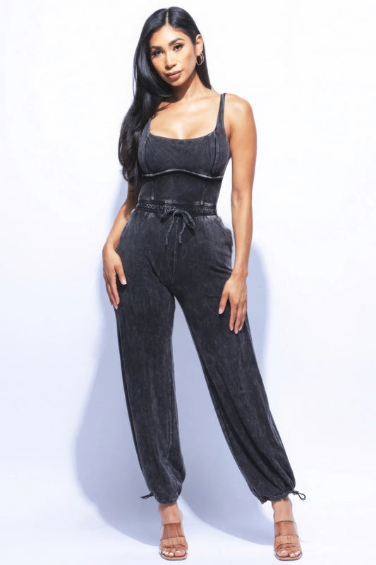 Washed Jumpsuit With Adjustable Ankle Taylor Rouge