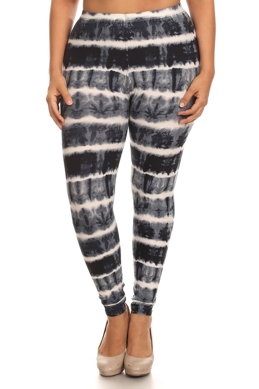 Plus Size Tie Dye Print Leggings