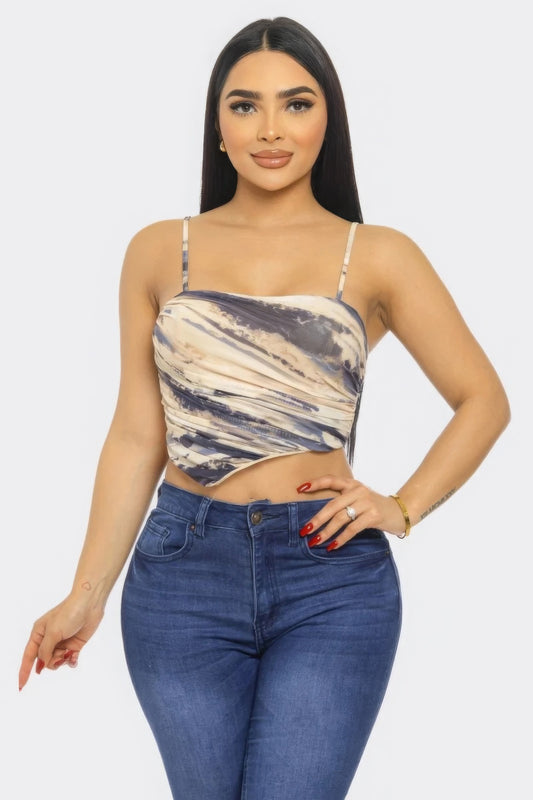 Moe Mesh Print Top - Taylor Rouge