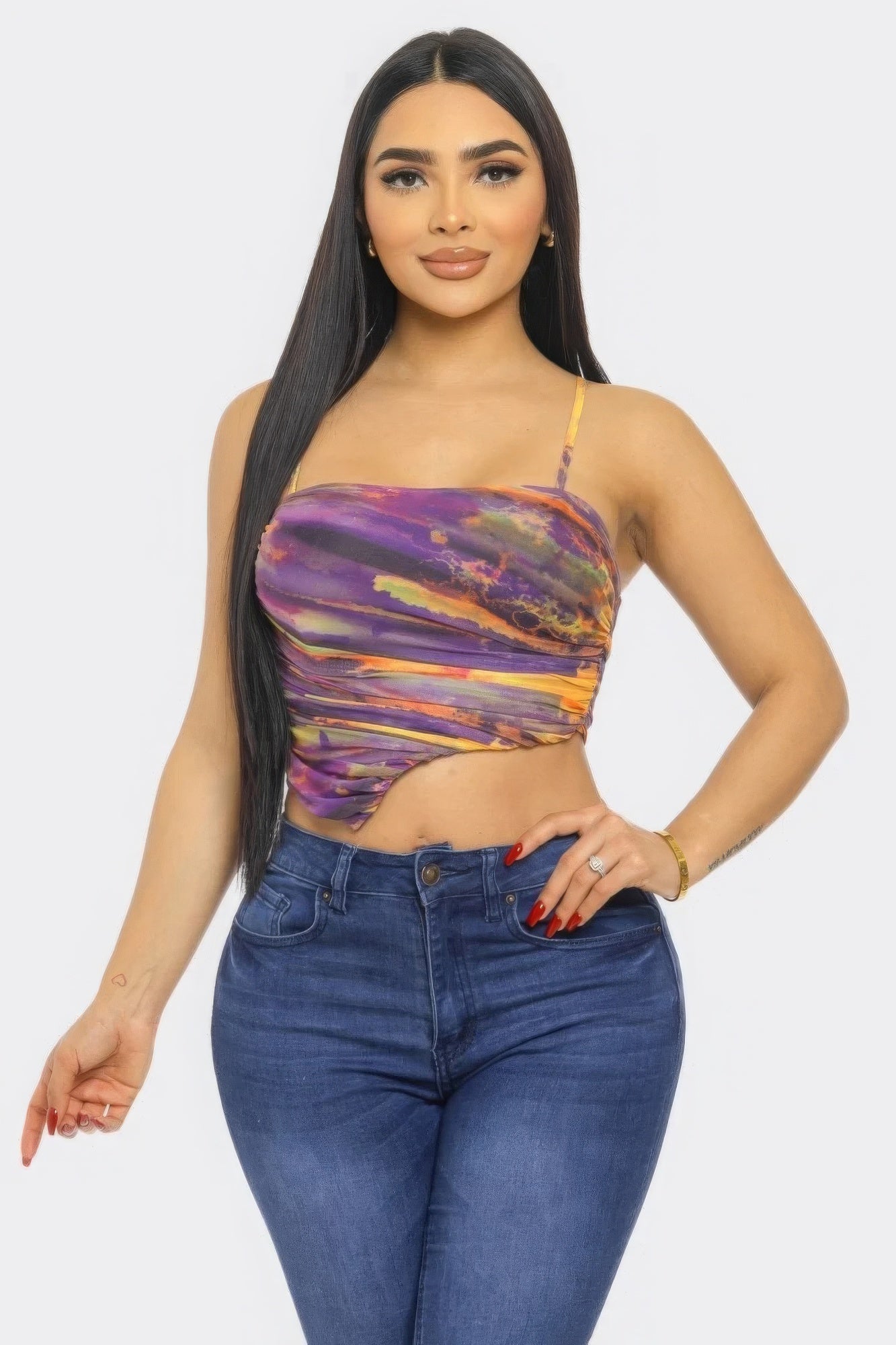 Moe Mesh Print Top - Taylor Rouge