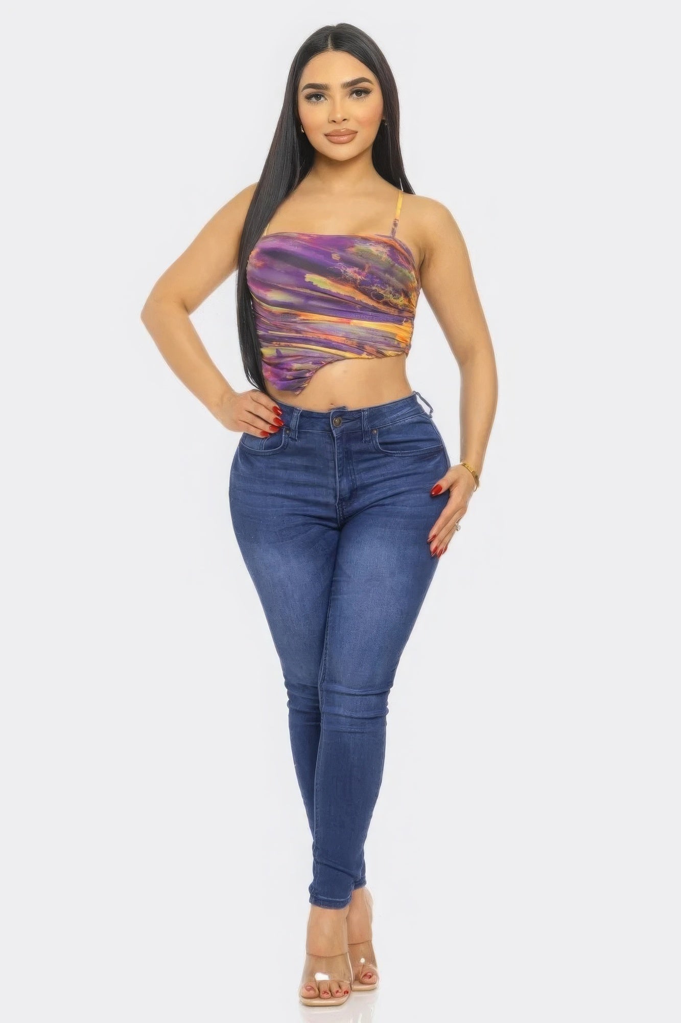 Moe Mesh Print Top - Taylor Rouge