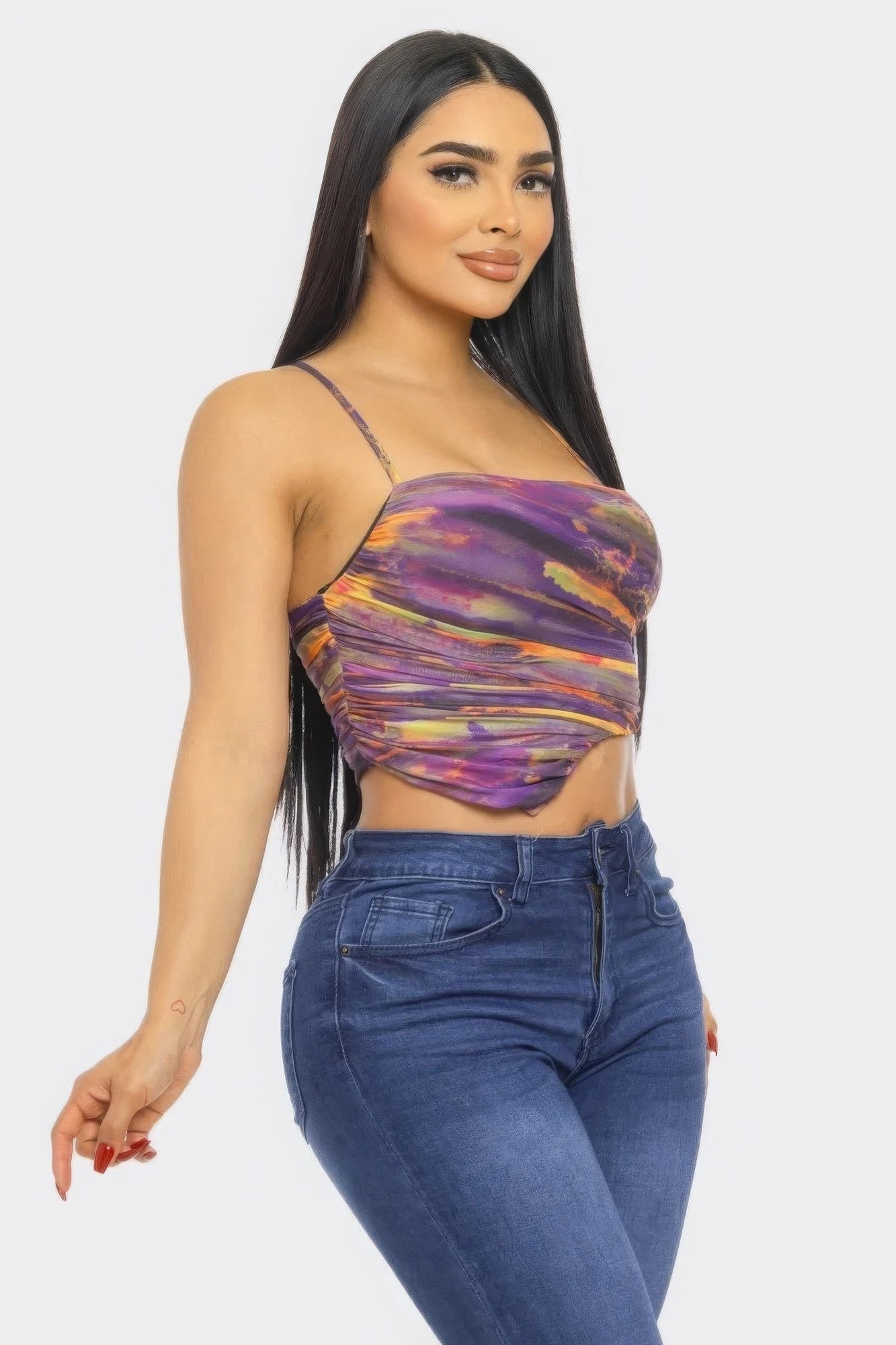 Moe Mesh Print Top - Taylor Rouge