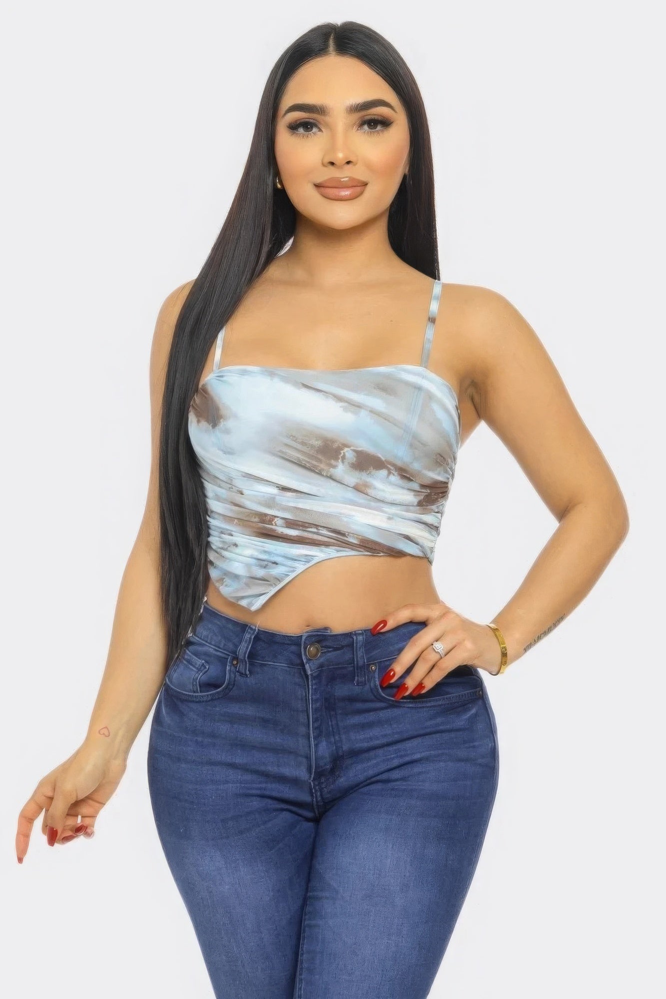 Moe Mesh Print Top - Taylor Rouge