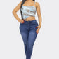 Moe Mesh Print Top - Taylor Rouge