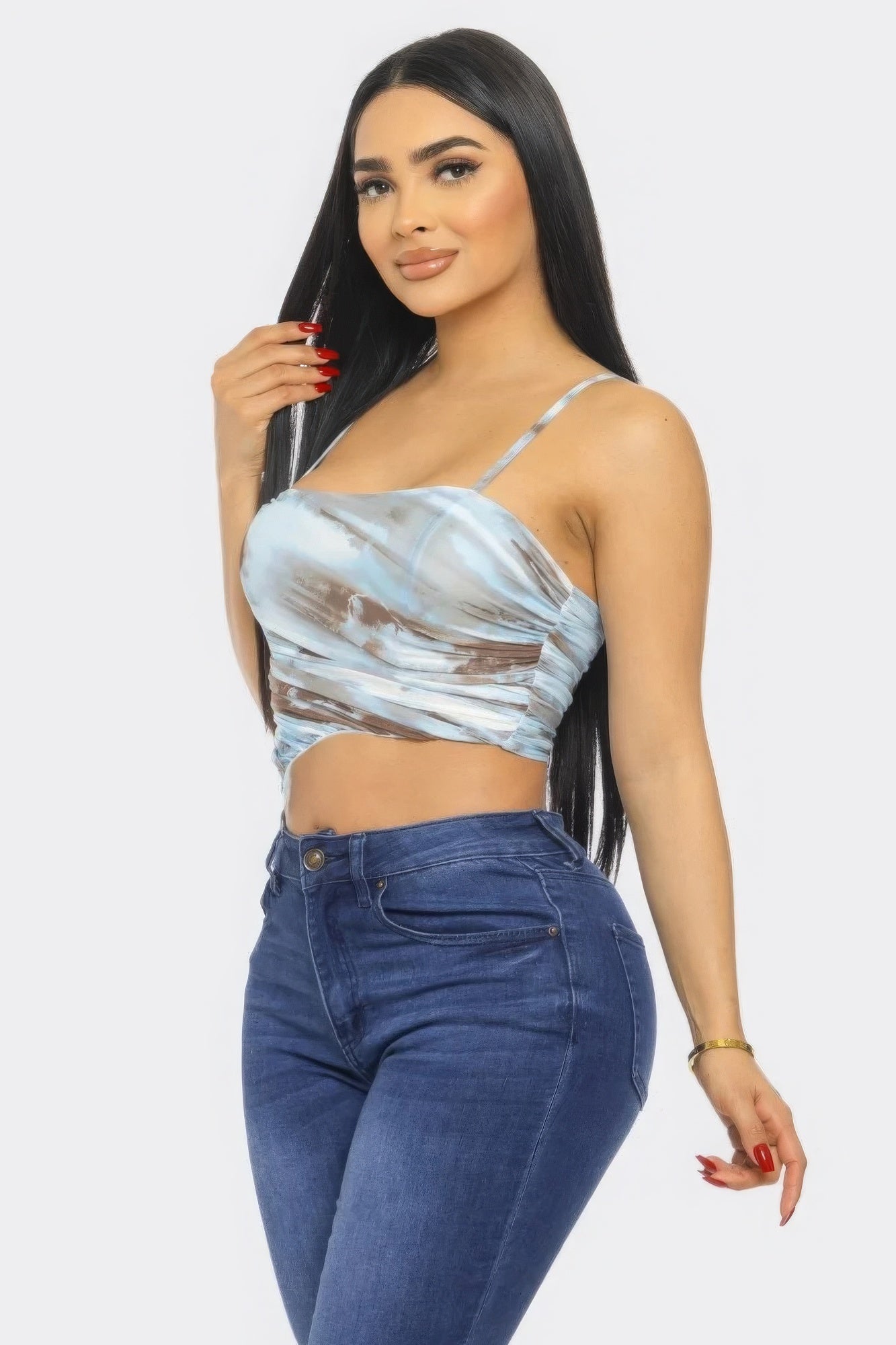 Moe Mesh Print Top - Taylor Rouge