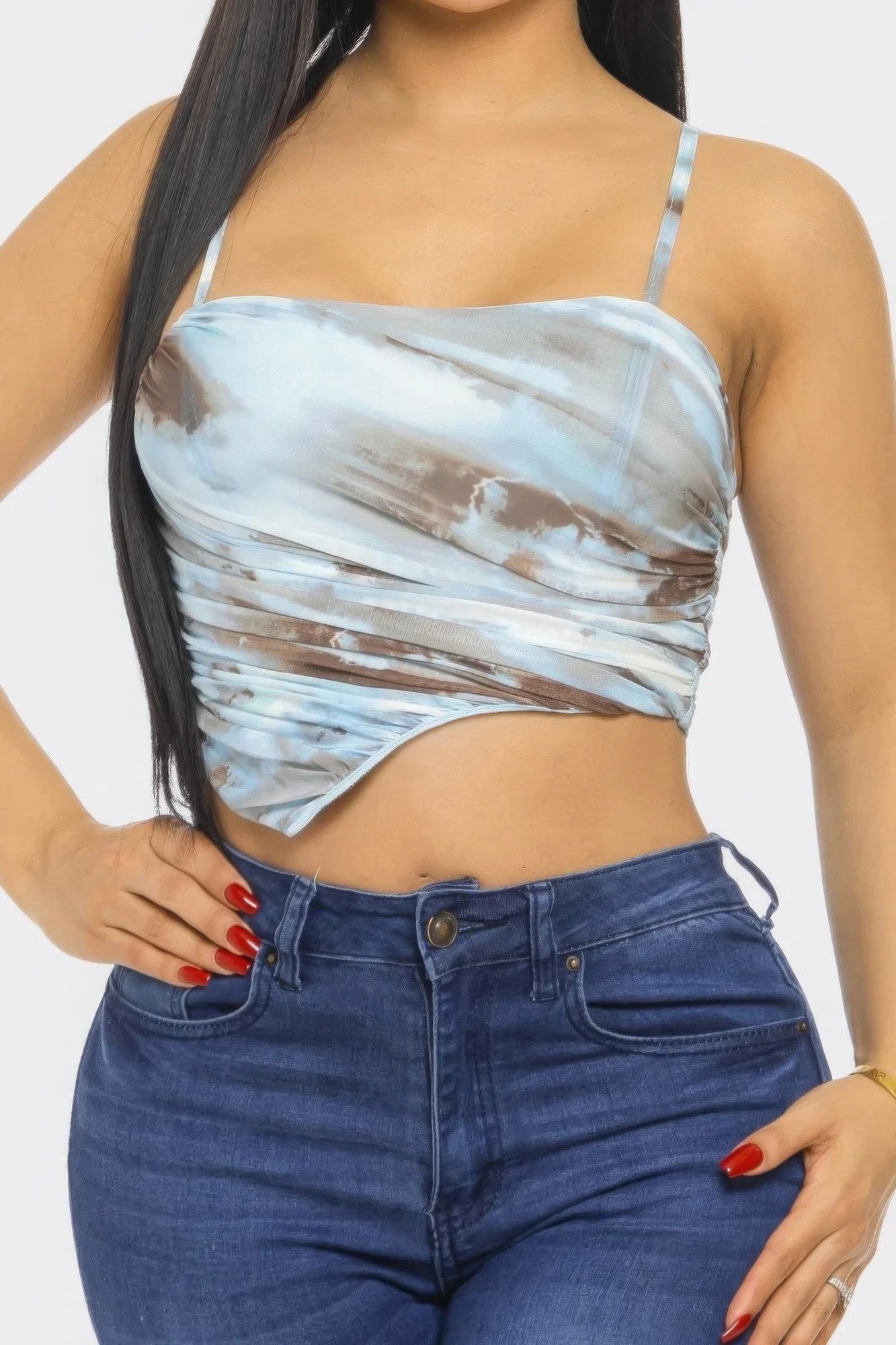 Moe Mesh Print Top - Taylor Rouge