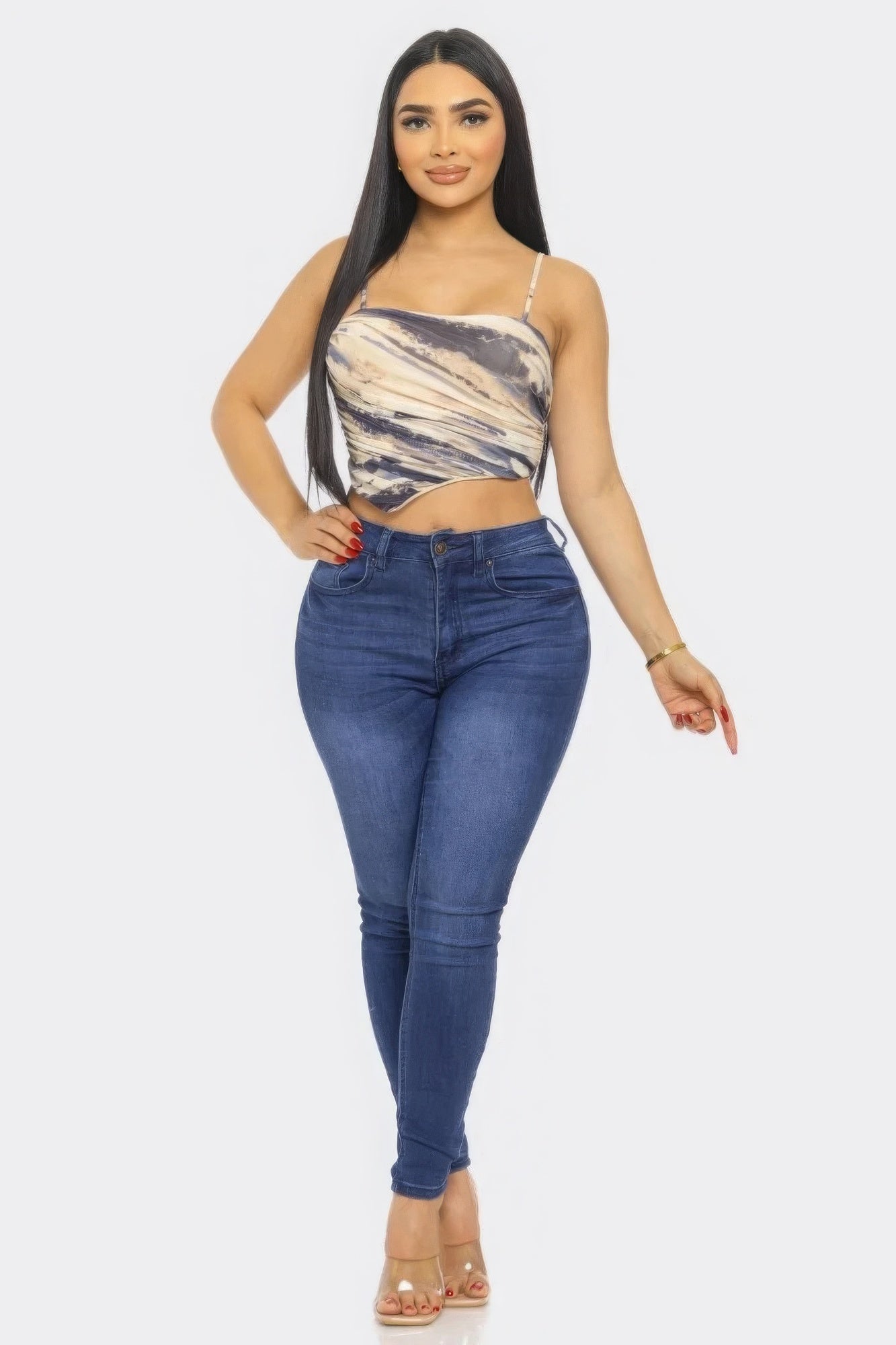 Moe Mesh Print Top - Taylor Rouge