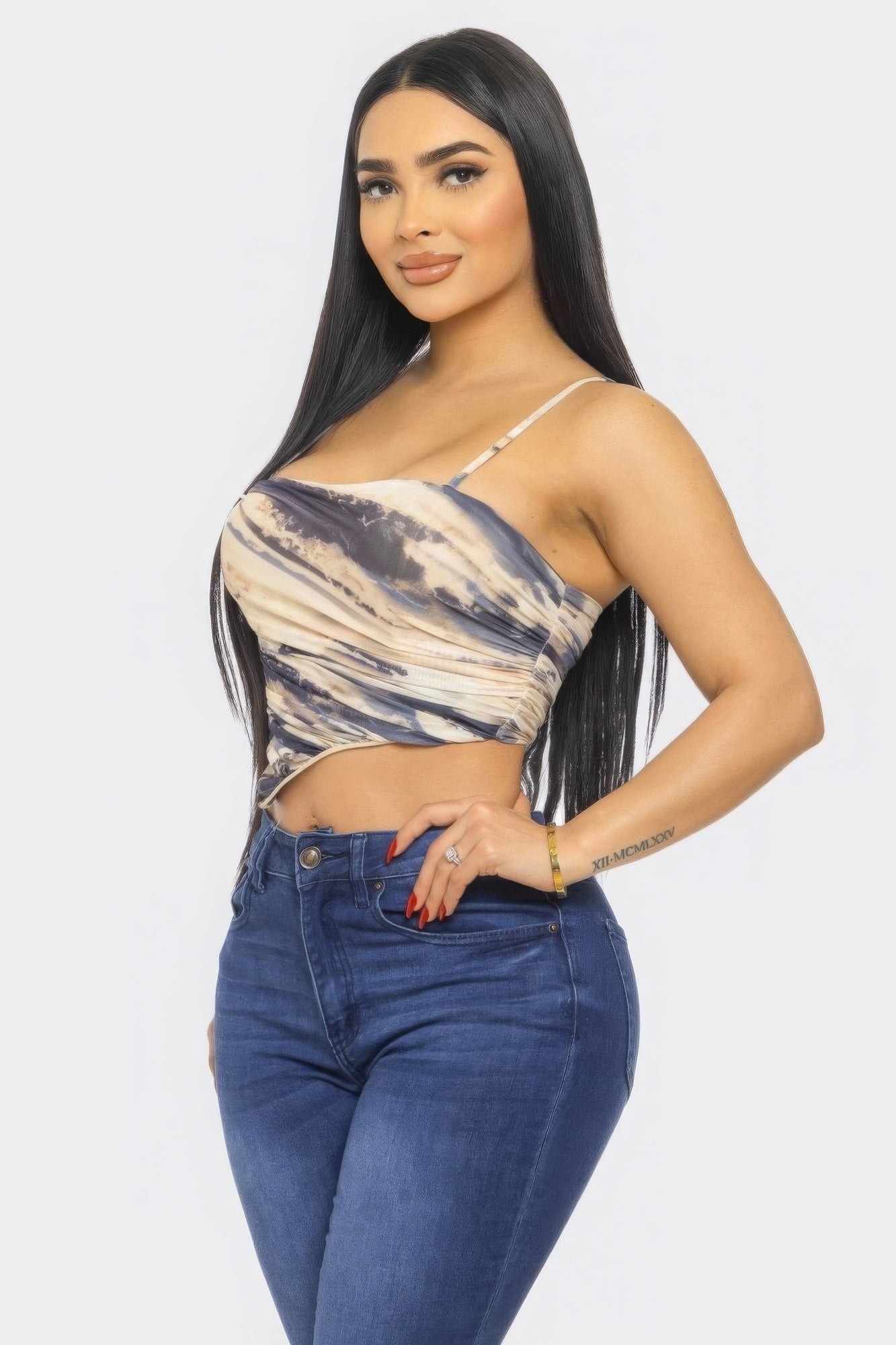 Moe Mesh Print Top - Taylor Rouge