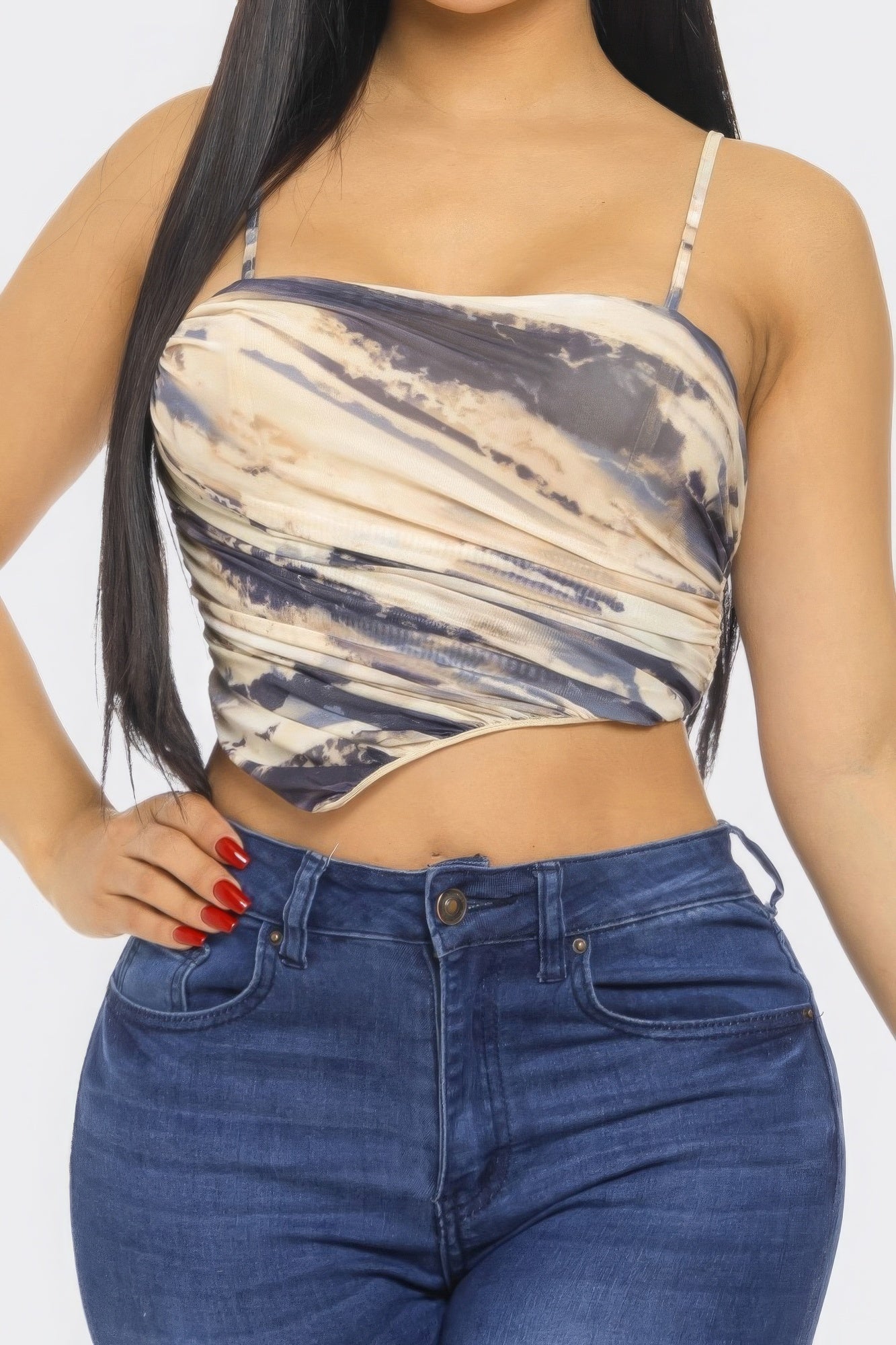 Moe Mesh Print Top - Taylor Rouge
